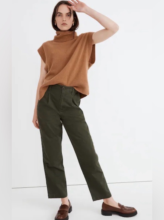Madewell Pants - Madewell The Perfect Vintage Straight Pant in Dark Forest Wash: Pleated Edition